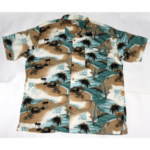 Cherokee Waikiki Wear Men's Short Sleeve Button Hawaiian Tiki Shirt Size XL